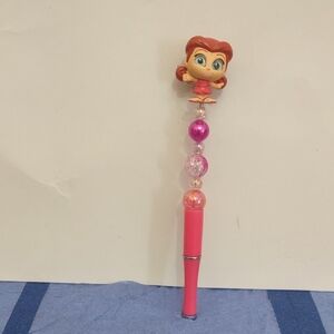 HOMEMADE DISNEY DOORABLE ROSETTA FAIRY BEADED PEN REMOVABLE TOPPER COLOR PINK